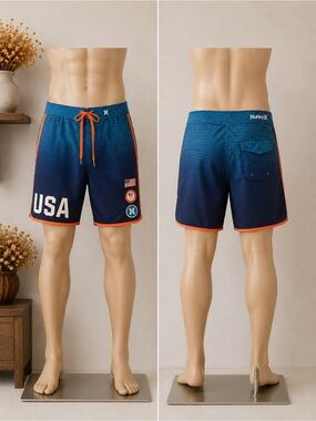 Hurley USA Swim Team Olympics Phantom Mens 34 Hybrid Board Swim Shorts Trunks